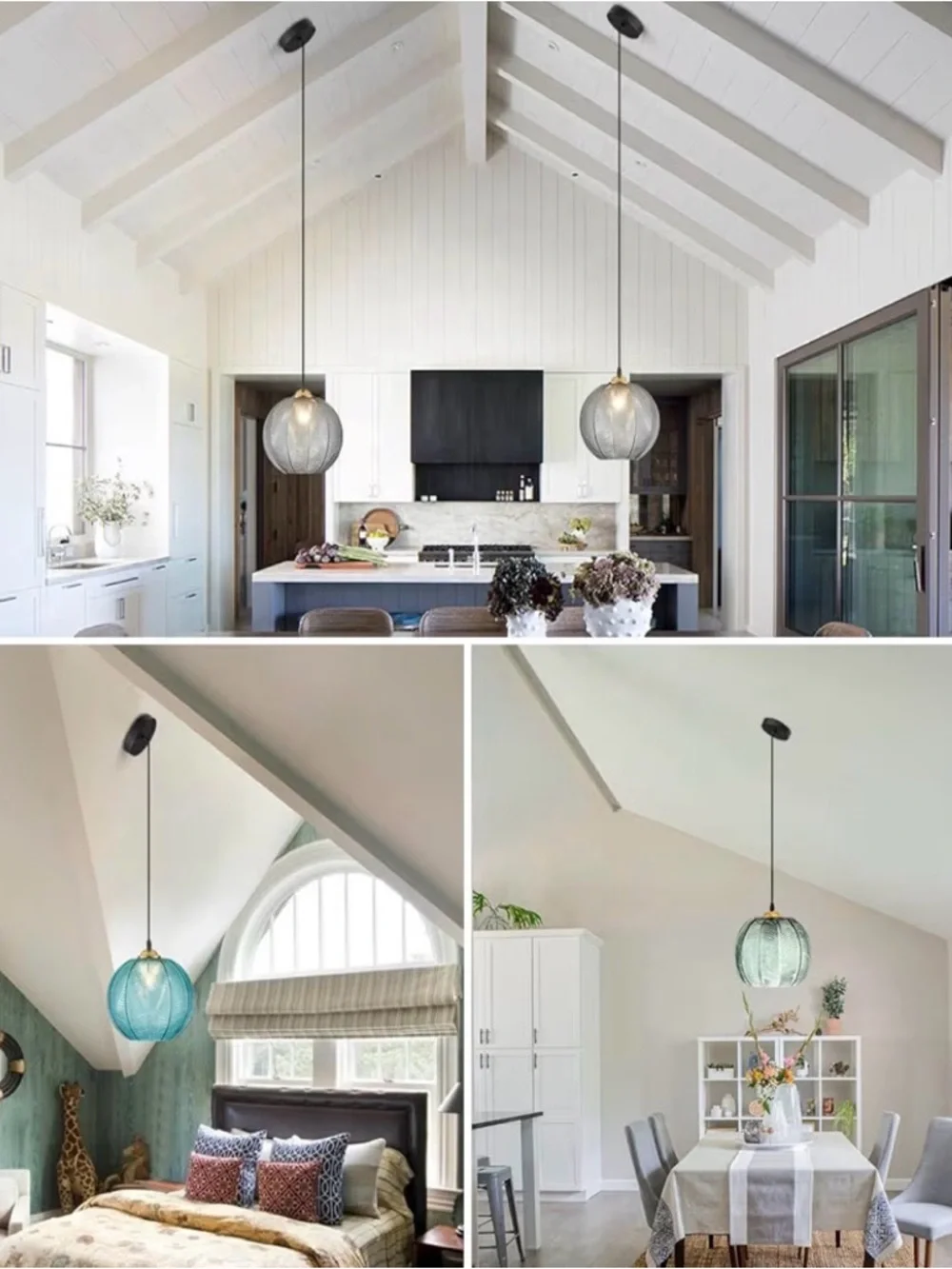 Smoke Gray Glass Pendant Light Modern Globe Kitchen Island Hanging NEW